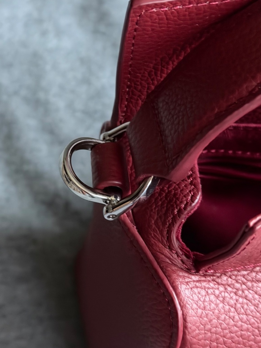 Quince Italian Leather Patchwork Crossbody | Merlot | Gently Used - Picture 6 of 7
